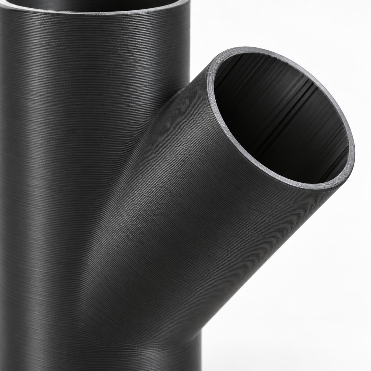 3-1/2 inch to 3 inch Wye Splitter - 3D Printed Dust Collection Fitting, close view of the printed surface
