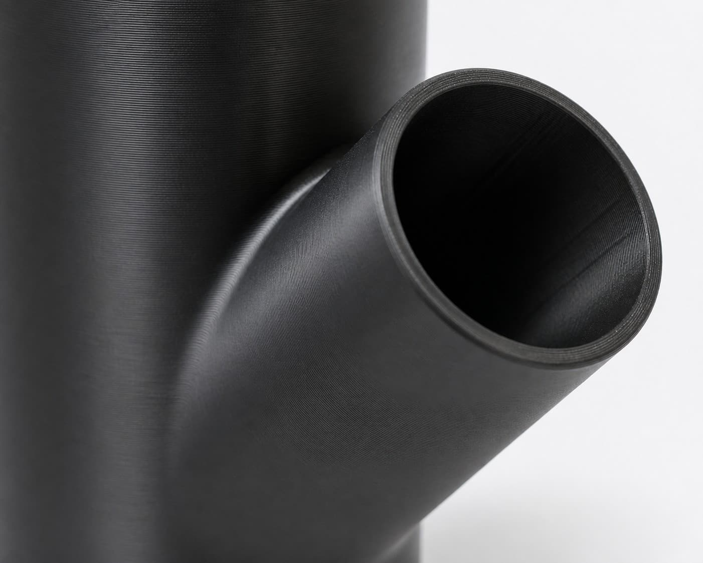 4 inch to 2-1/4 inch Wye Splitter - 3D Printed Dust Collection Fitting, close view of the printed surface