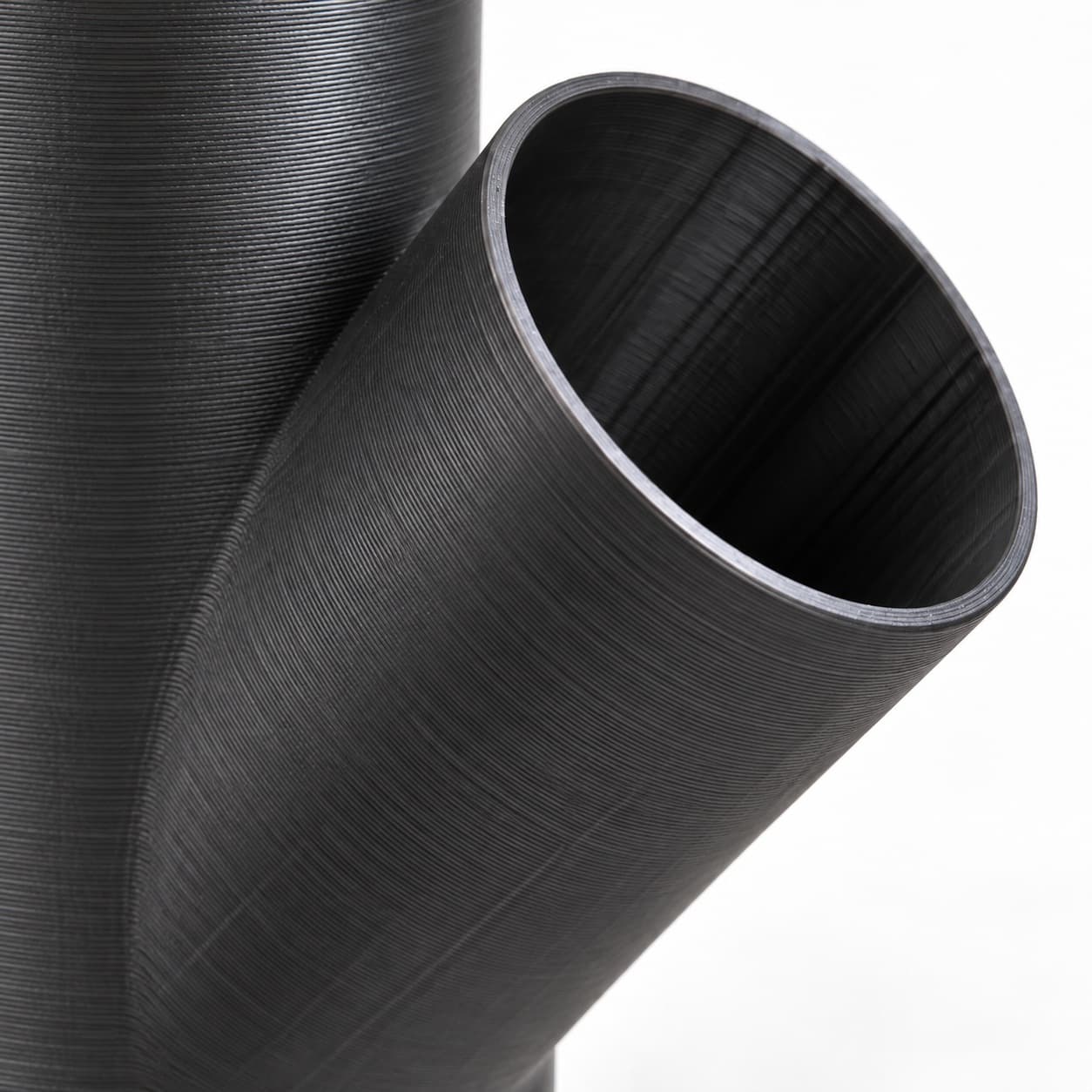 4 inch to 3-1/2 inch Wye Splitter - 3D Printed Dust Collection Fitting, close view of the printed surface