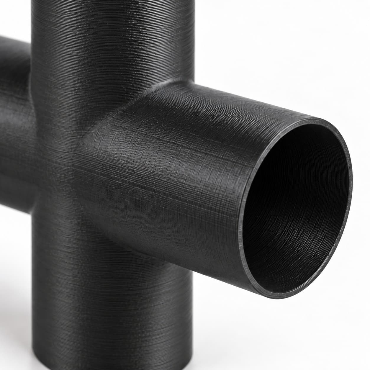 1-7/8 inch Cross Fitting - 3D Printed Dust Collection Fitting, close view of the printed surface