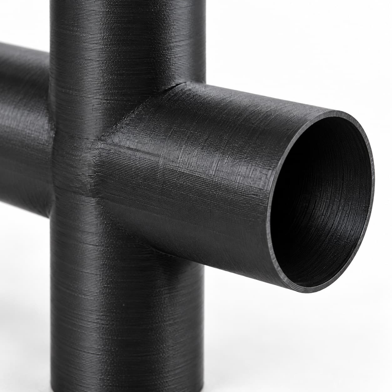 1-1/2 inch Cross Fitting - 3D Printed Dust Collection Fitting, close view of the printed surface