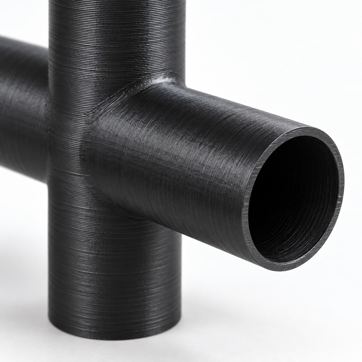 1 inch Cross Fitting - 3D Printed Dust Collection Fitting, close view of the printed surface