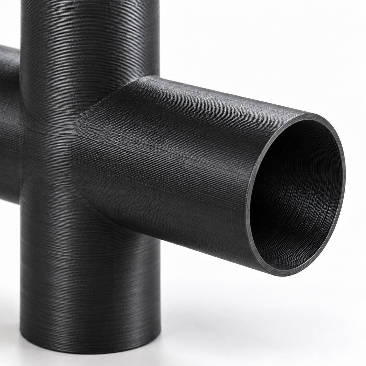 1-1/4 inch Cross Fitting - 3D Printed Dust Collection Fitting, close view of the printed surface