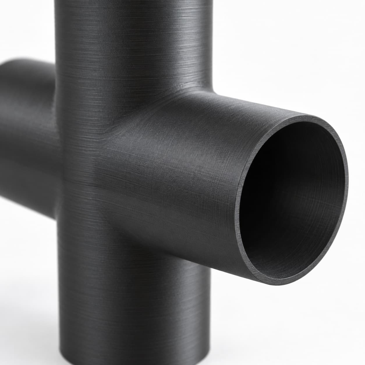 2 inch Cross Fitting - 3D Printed Dust Collection Fitting, close view of the printed surface