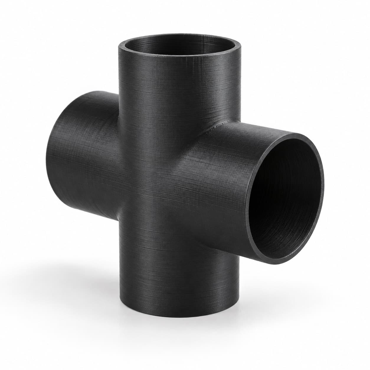 3-1/2 inch Cross Fitting - 3D Printed Dust Collection Fitting, product photo