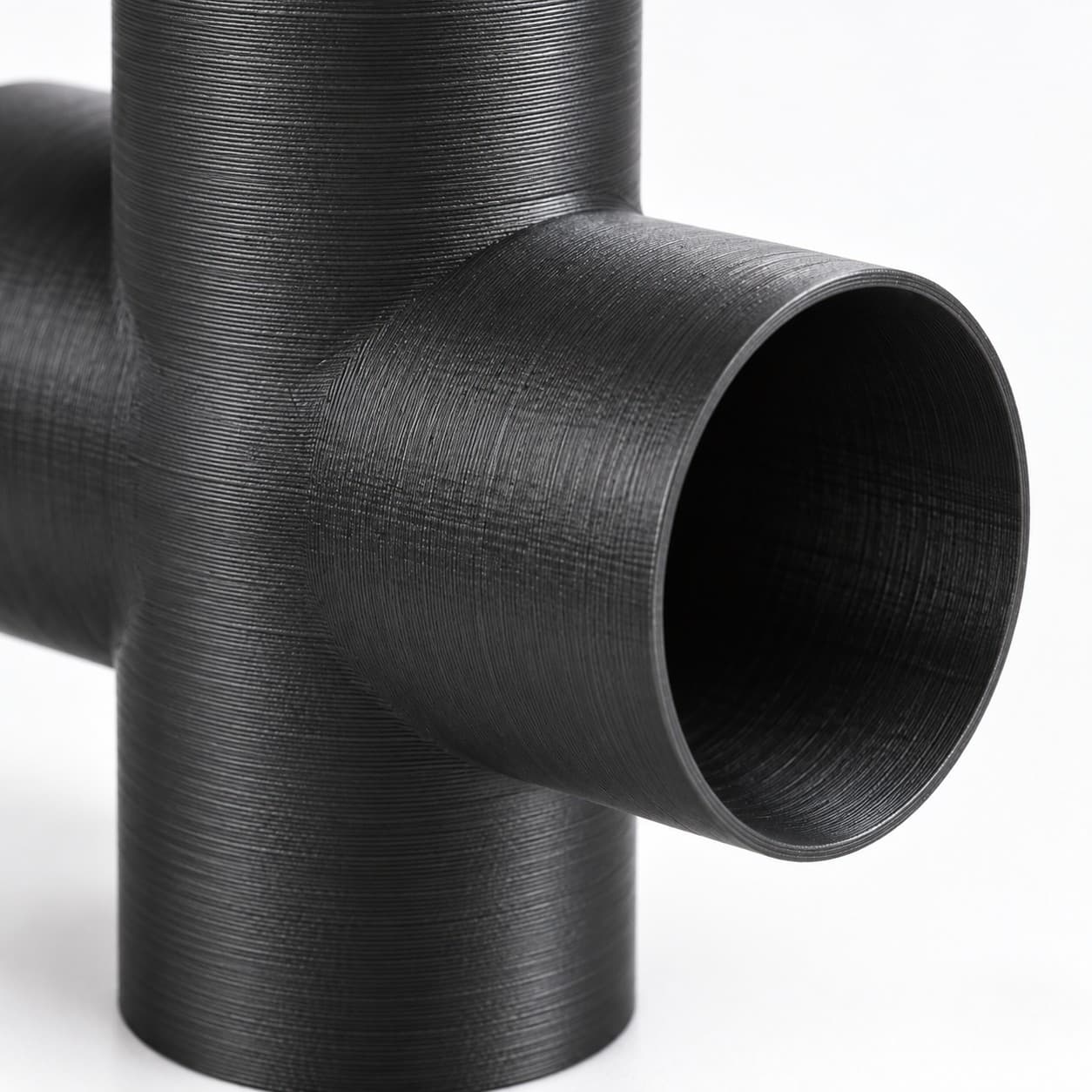 3 inch Cross Fitting - 3D Printed Dust Collection Fitting, close view of the printed surface