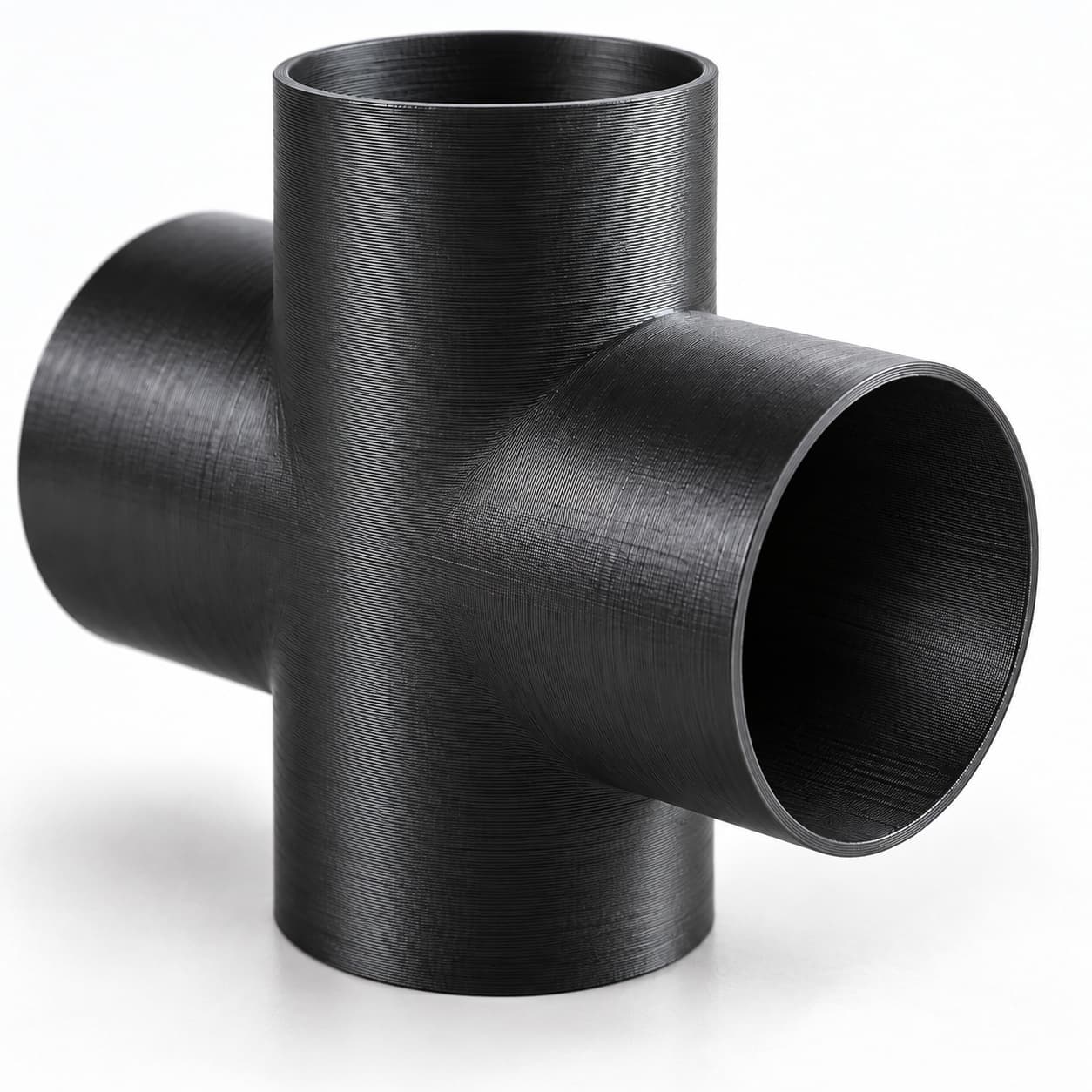 4 inch Cross Fitting - 3D Printed Dust Collection Fitting, close view of the printed surface