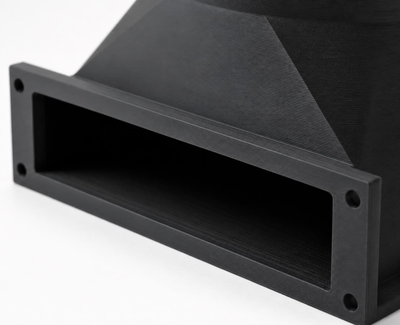 Baseboard Floor Sweep with 6 inch Duct Connection, close view of the printed surface