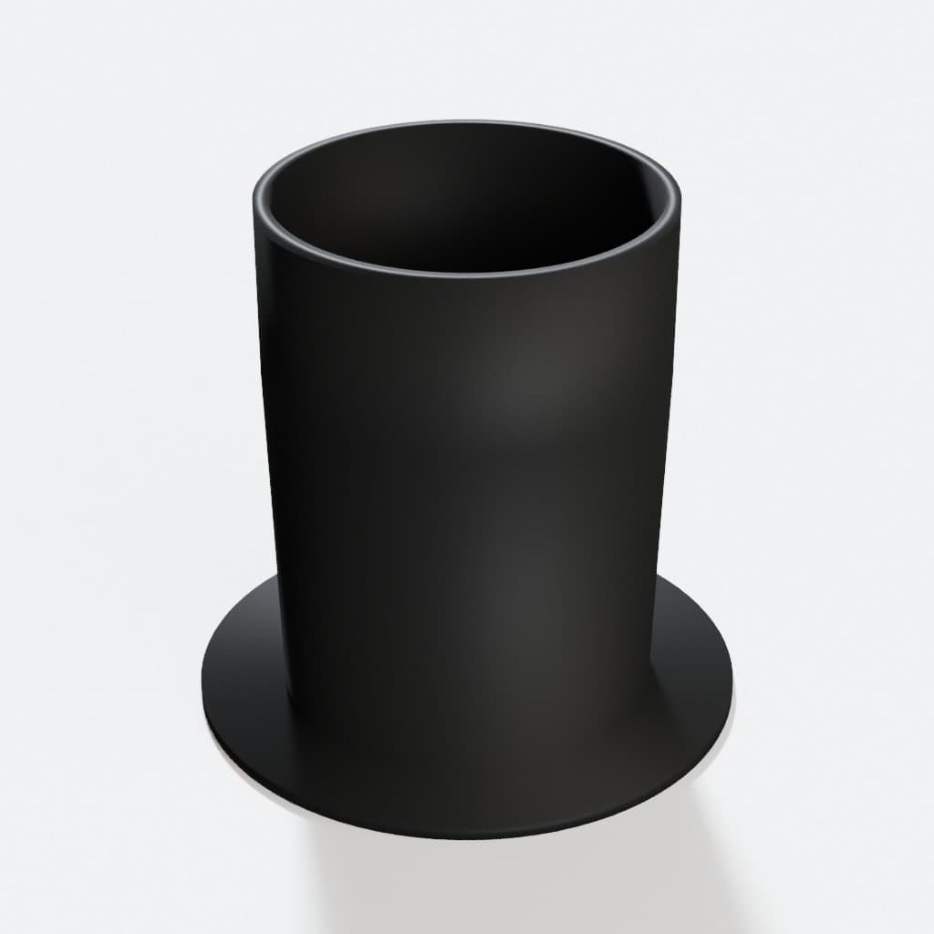 Bench Port Floor Sweep with 2-1/2 inch Duct Connection, product render in Black