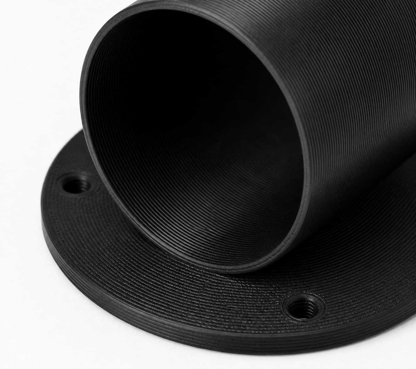Bench Port Floor Sweep with 3 inch Duct Connection, close view of the printed surface