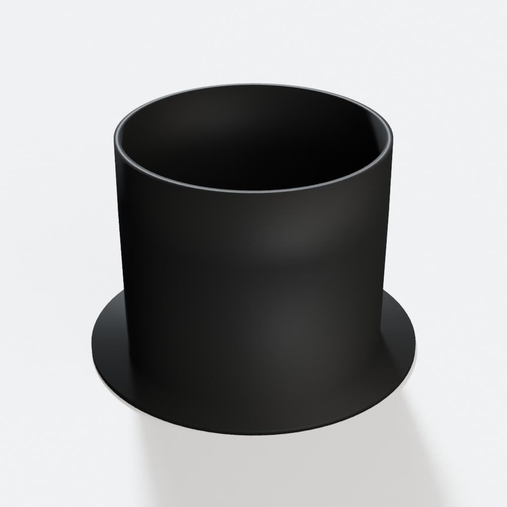 Bench Port Floor Sweep with 4 inch Duct Connection, product render in Black