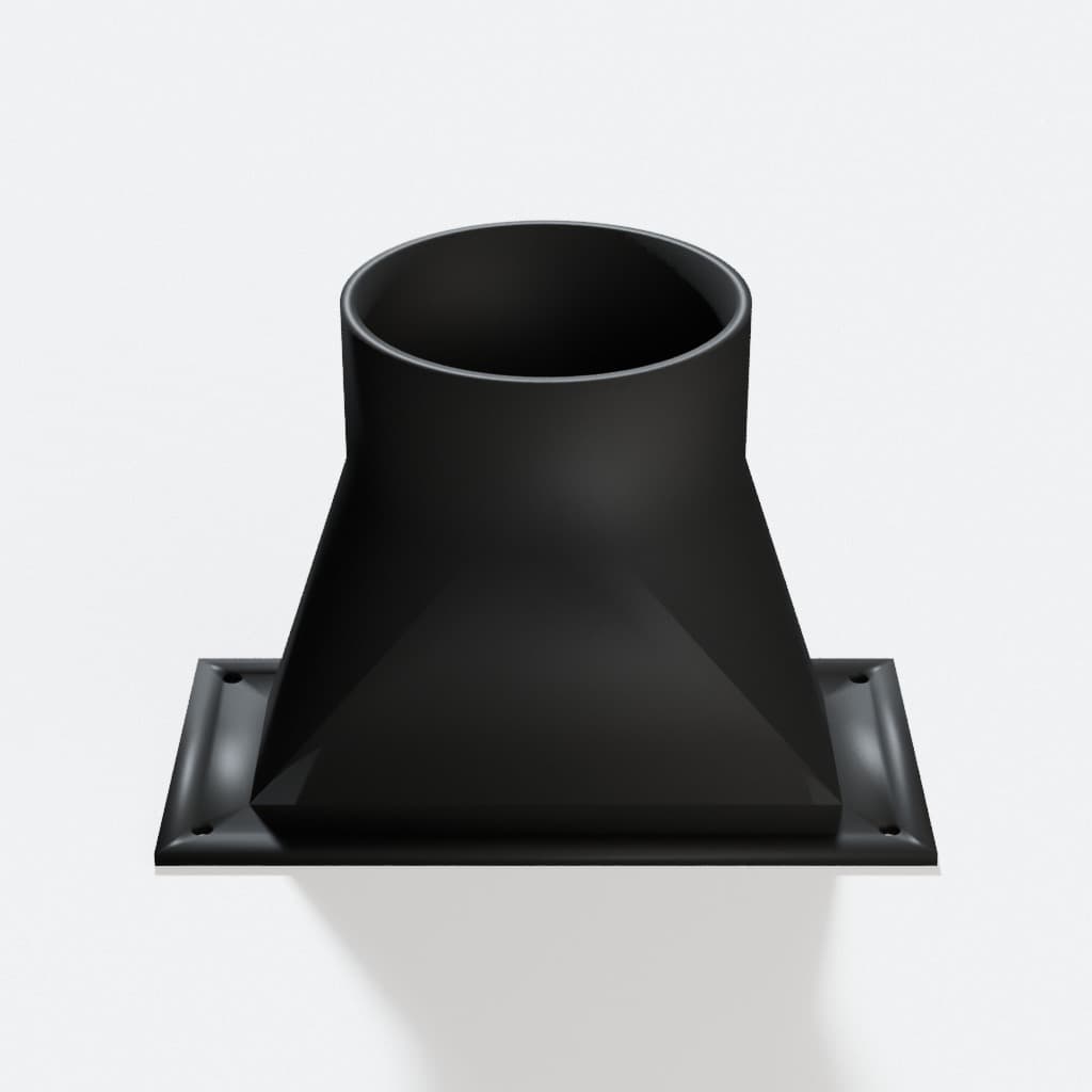 Under-Cabinet Floor Sweep with 2-1/2 inch Duct Connection, product render in Black