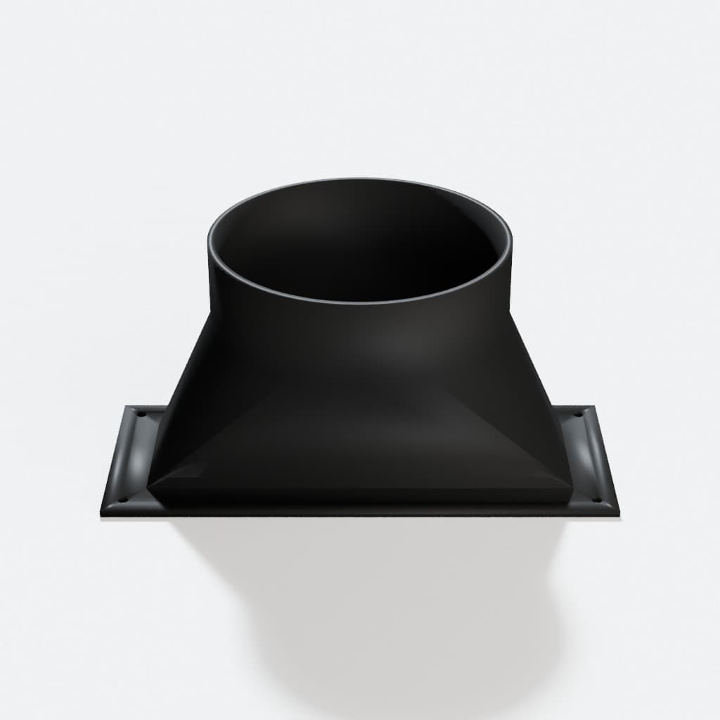 Under-Cabinet Floor Sweep with 4 inch Duct Connection, product render in Black