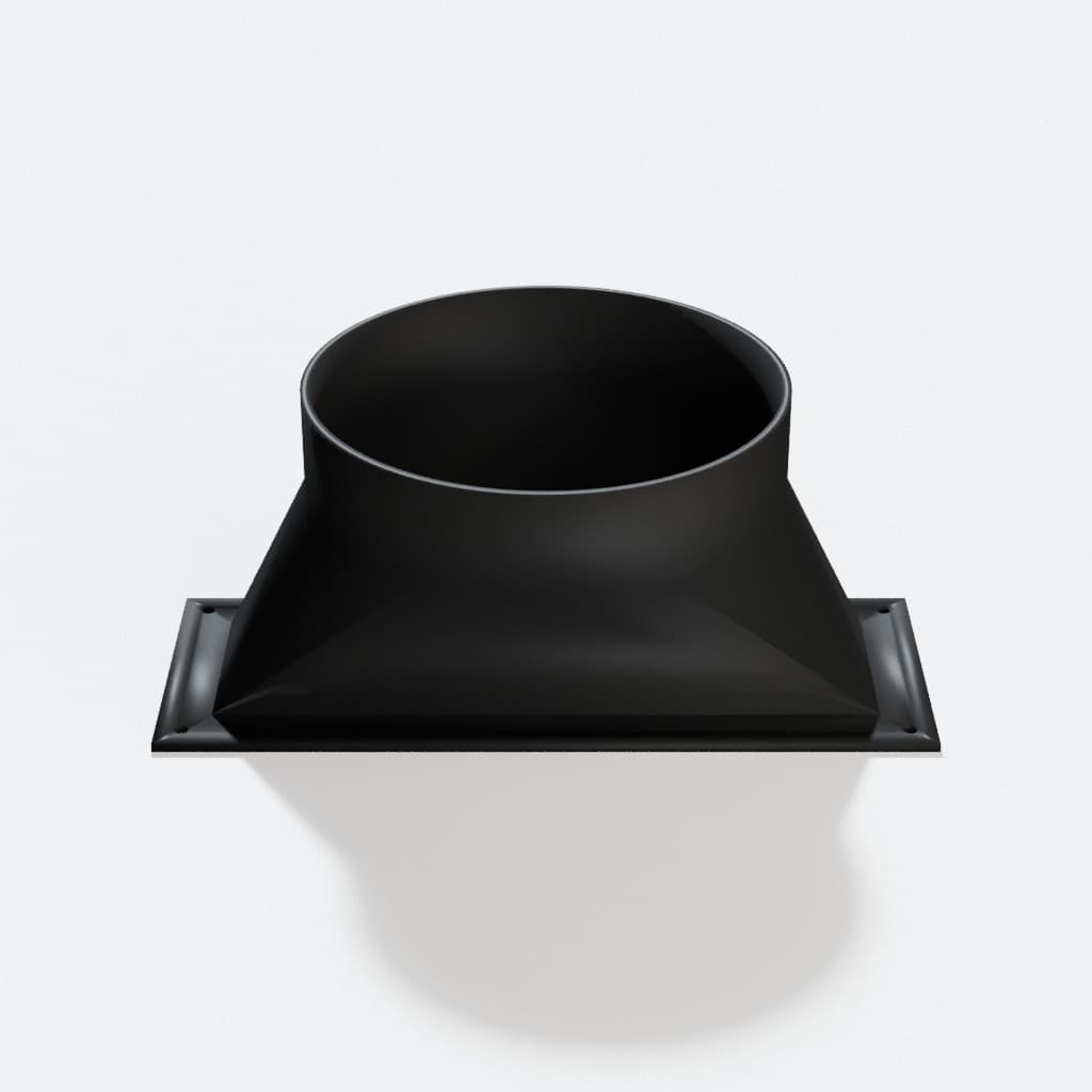 Under-Cabinet Floor Sweep with 5 inch Duct Connection, product render in Black