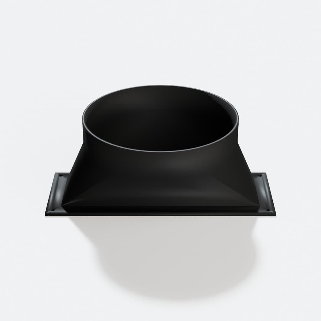 Under-Cabinet Floor Sweep with 6 inch Duct Connection, product render in Black