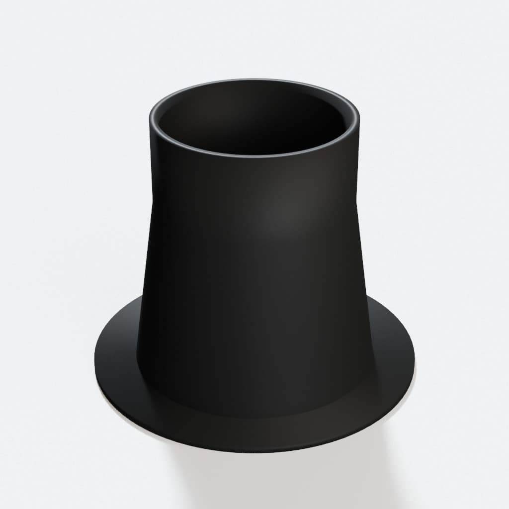 Wall Mount Floor Sweep with 2-1/2 inch Duct Connection, product render in Black