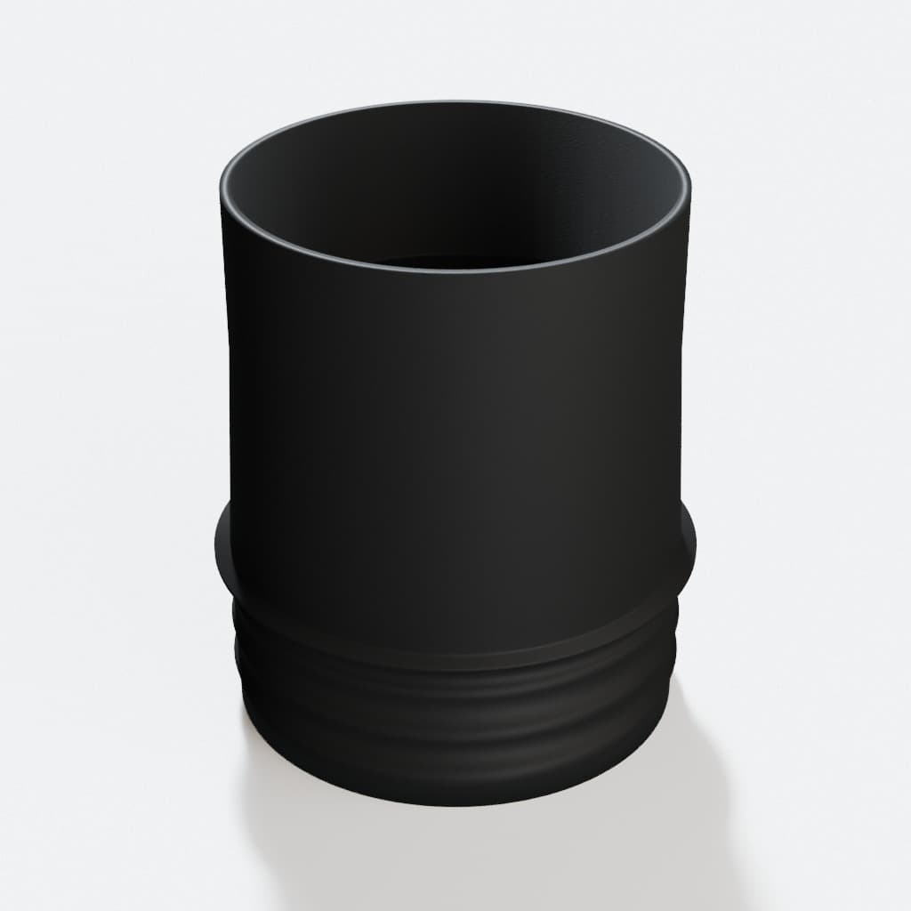 3 inch Corrugated Hose to 3 inch Smooth Duct Adapter, product render in Black