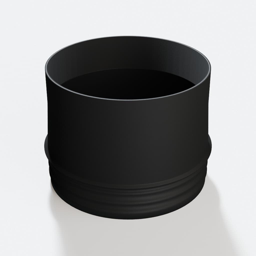 5 inch Corrugated Hose to 5 inch Smooth Duct Adapter, product render in Black