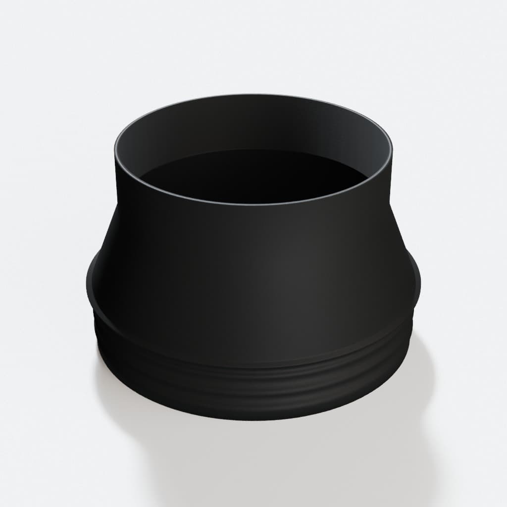 6 inch Corrugated Hose to 5 inch Smooth Duct Adapter, product render in Black