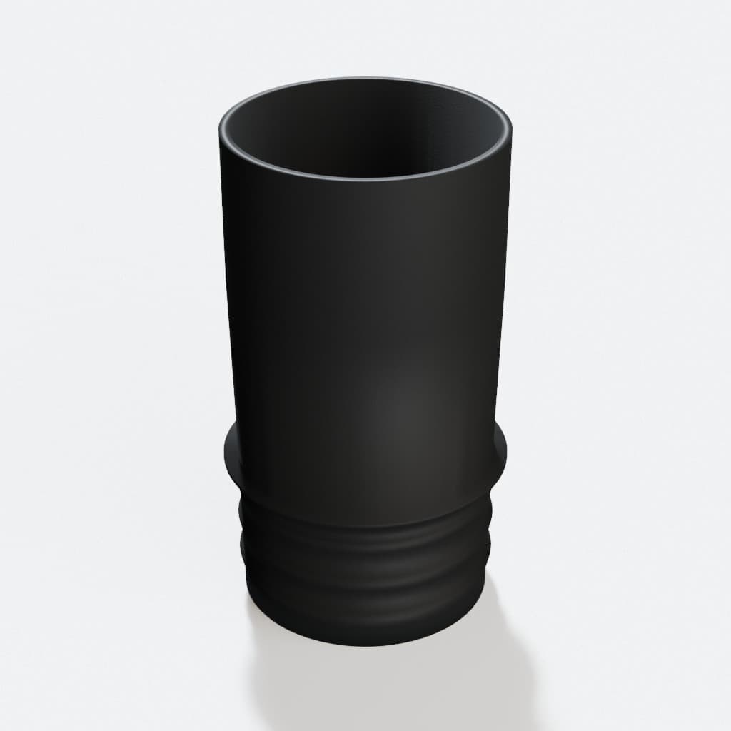1-7/8 inch Wire Reinforced Hose to 2 inch Smooth Duct Adapter, product render in Black