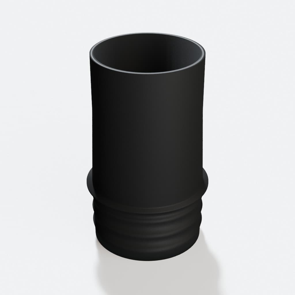 2 inch Wire Reinforced Hose to 2 inch Smooth Duct Adapter, product render in Black