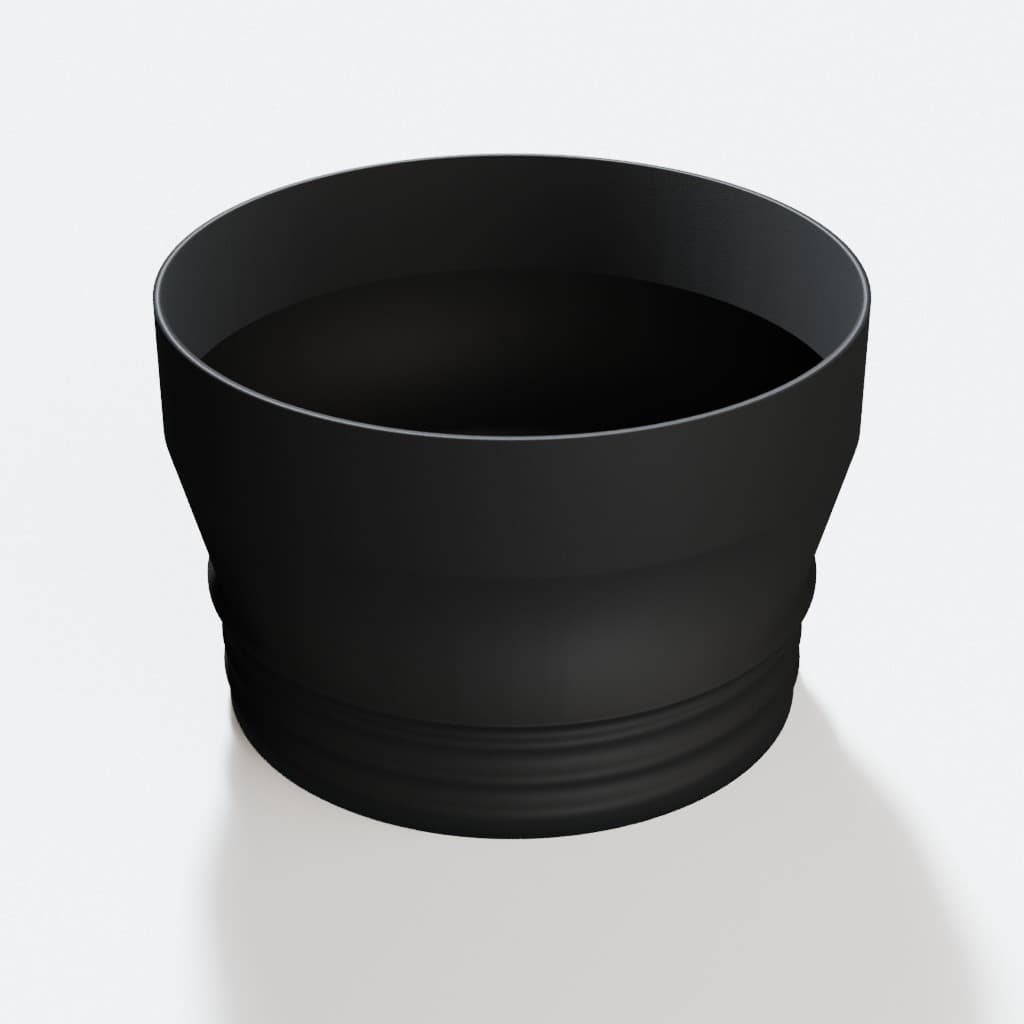 5 inch Wire Reinforced Hose to 6 inch Smooth Duct Adapter, product render in Black