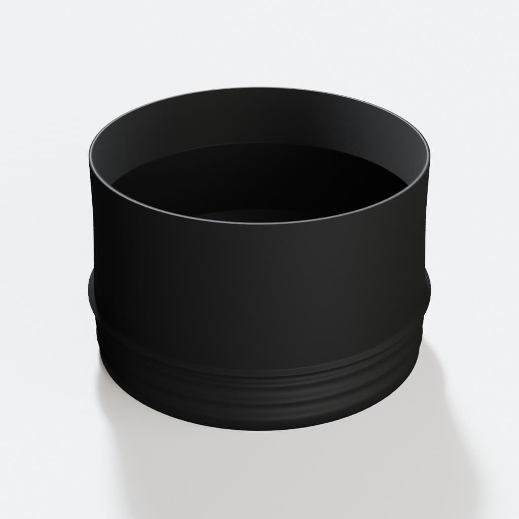 6 inch Wire Reinforced Hose to 6 inch Smooth Duct Adapter, product render in Black