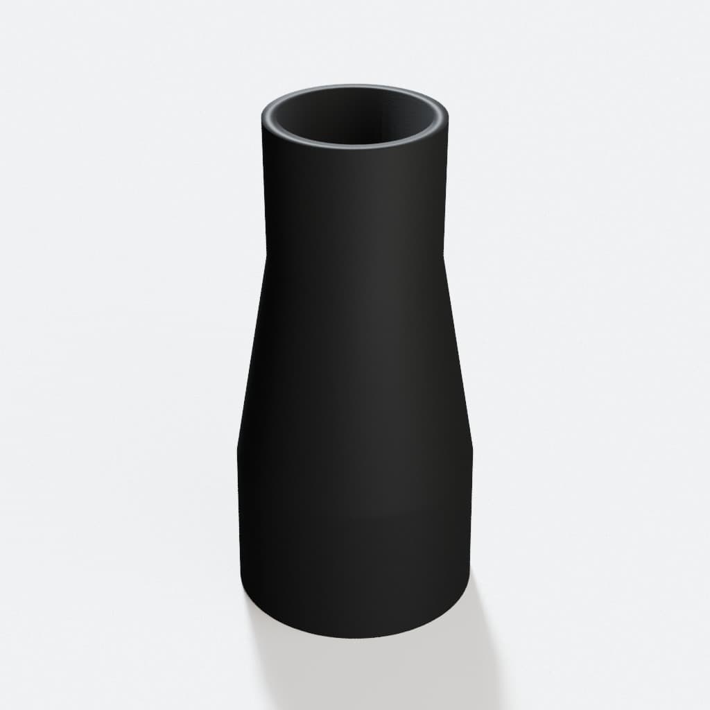 1-1/2 inch to 1 inch Dust Collection Reducer, product render in Black