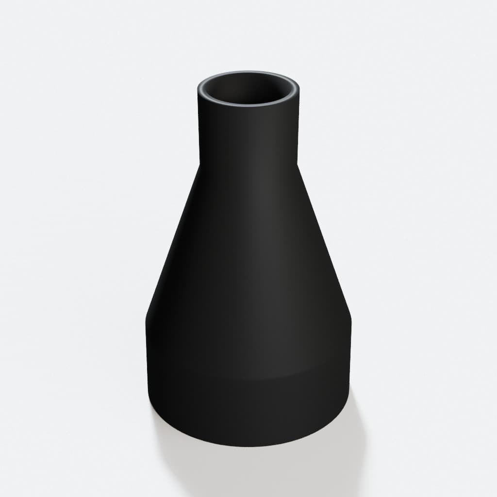 2-1/2 inch to 1 inch Dust Collection Reducer, product render in Black