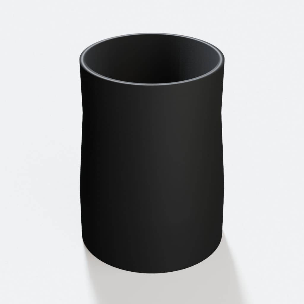 2-1/2 inch to 2-1/4 inch Dust Collection Reducer, product render in Black