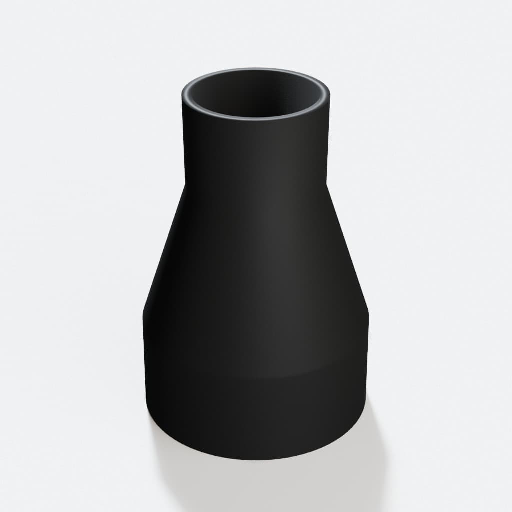 2-1/4 inch to 1-1/4 inch Dust Collection Reducer, product render in Black