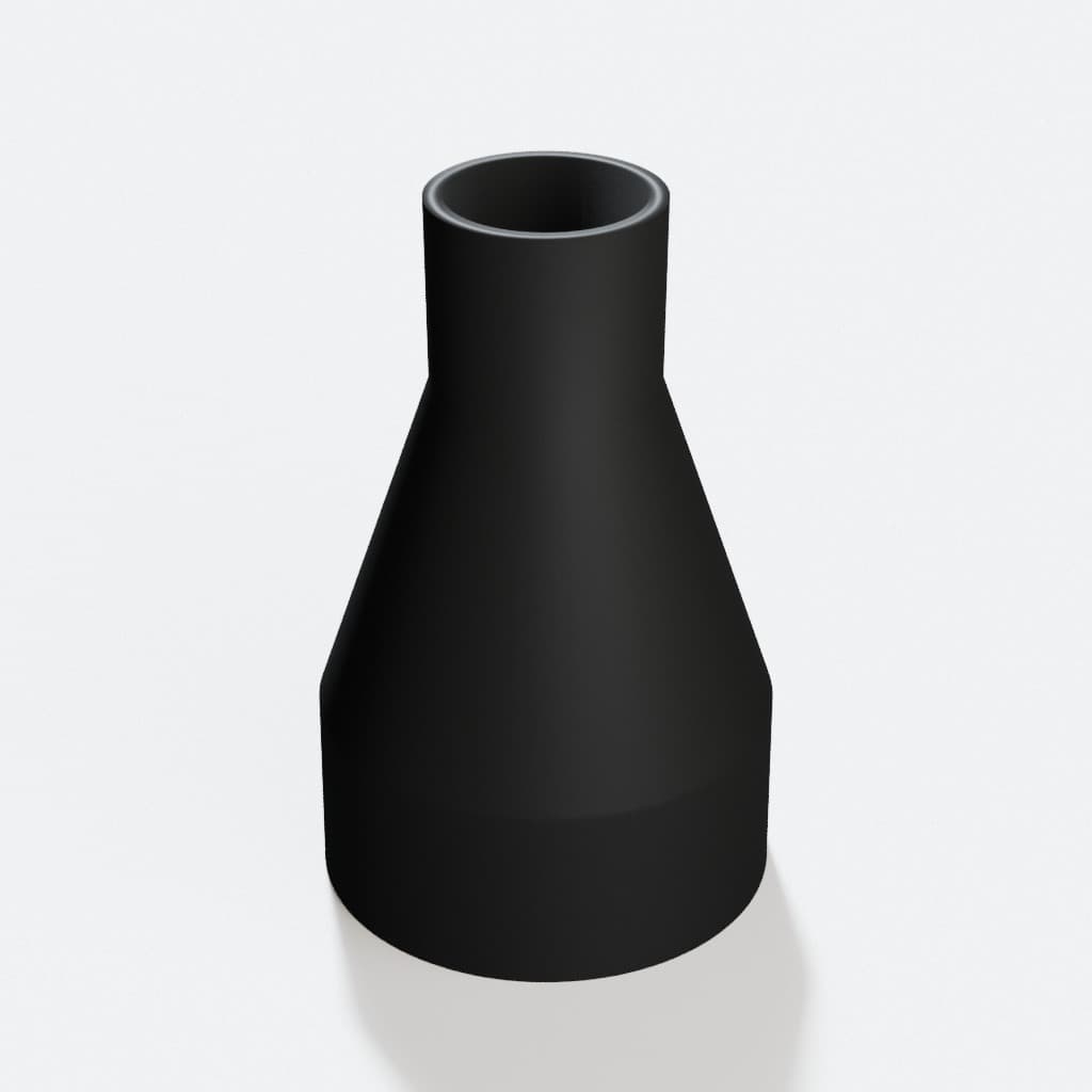 2-1/4 inch to 1 inch Dust Collection Reducer, product render in Black