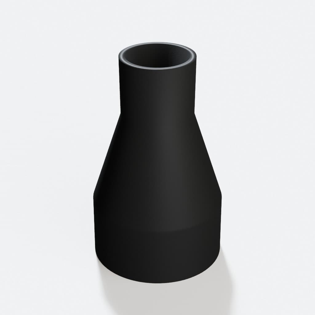 2 inch to 1 inch Dust Collection Reducer, product render in Black