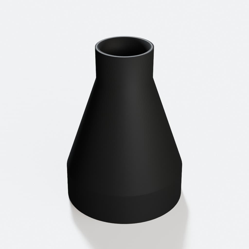 3-1/2 inch to 1-1/2 inch Dust Collection Reducer, product render in Black