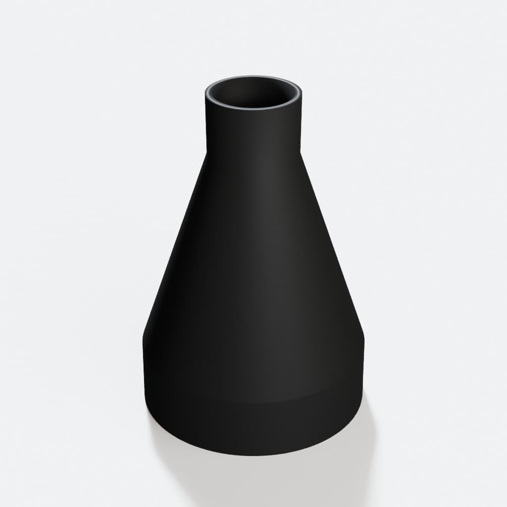 3-1/2 inch to 1-1/4 inch Dust Collection Reducer, product render in Black