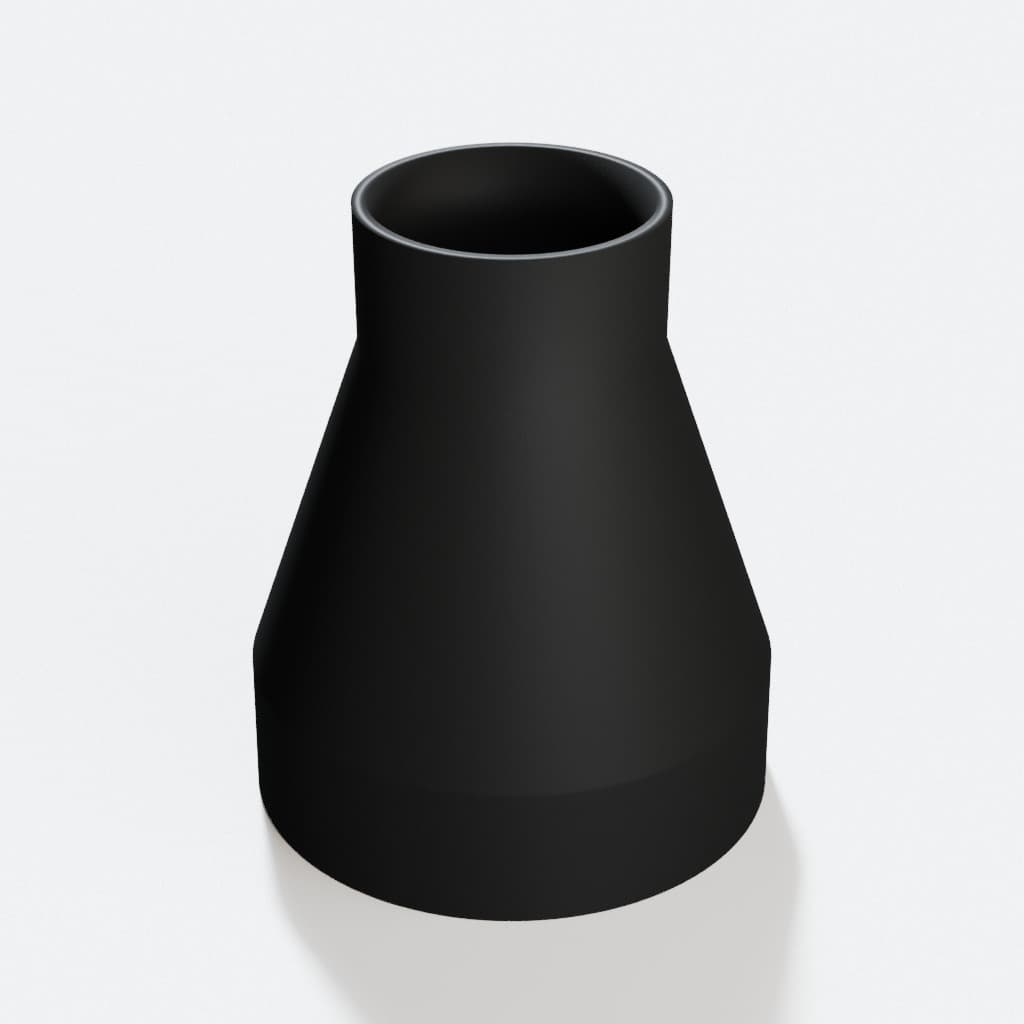 3-1/2 inch to 1-7/8 inch Dust Collection Reducer, product render in Black