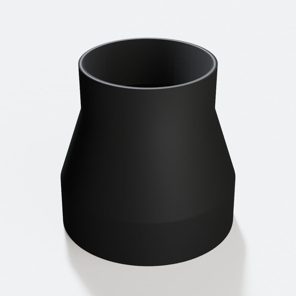 3-1/2 inch to 2-1/2 inch Dust Collection Reducer, product render in Black