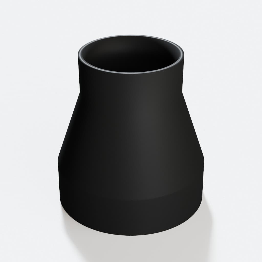 3-1/2 inch to 2-1/4 inch Dust Collection Reducer, product render in Black