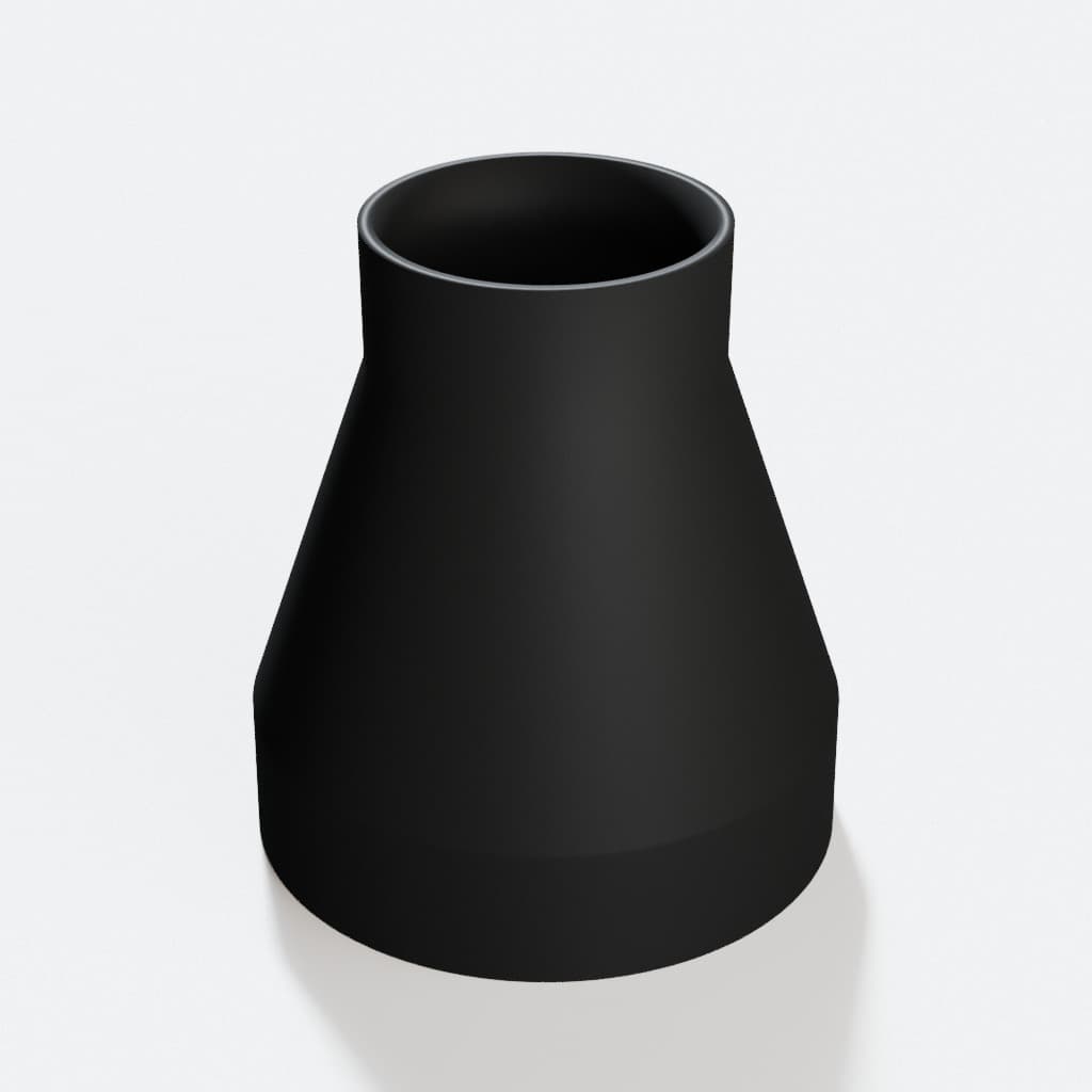 4 inch to 2-1/4 inch Dust Collection Reducer, product render in Black