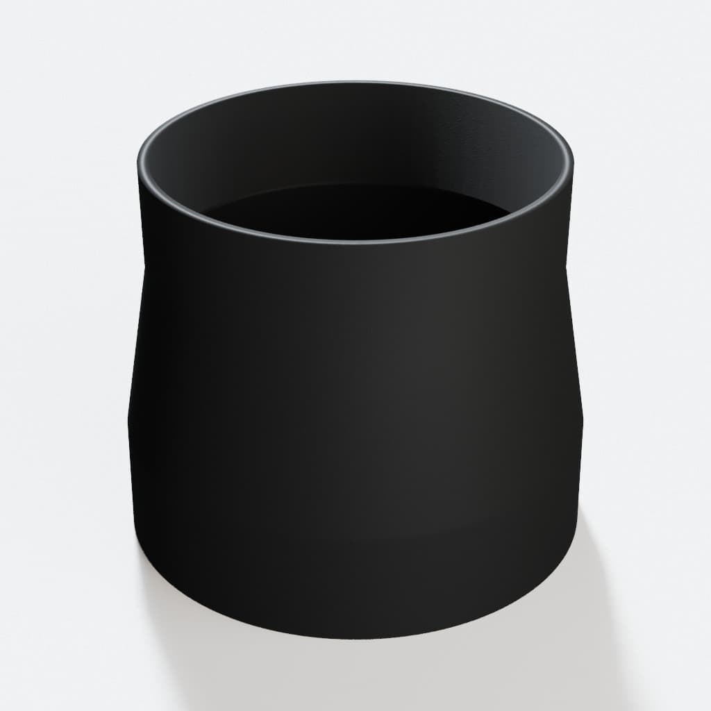 4 inch to 3-1/2 inch Dust Collection Reducer, product render in Black