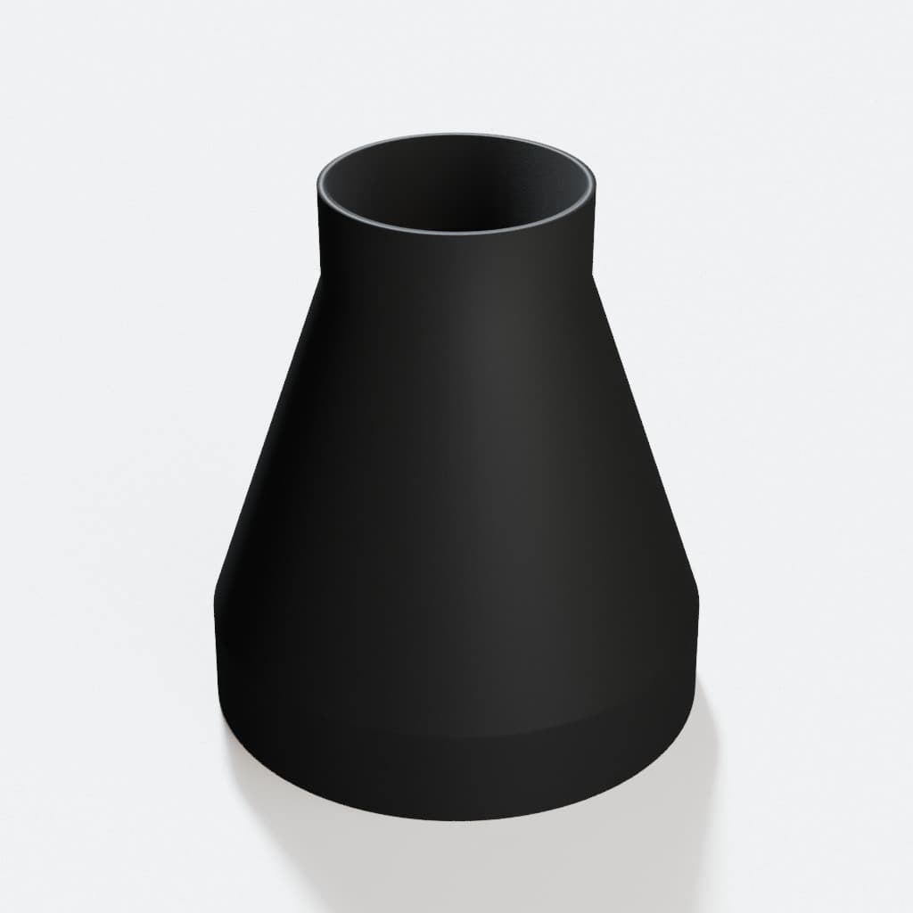 5 inch to 2-1/2 inch Dust Collection Reducer, product render in Black