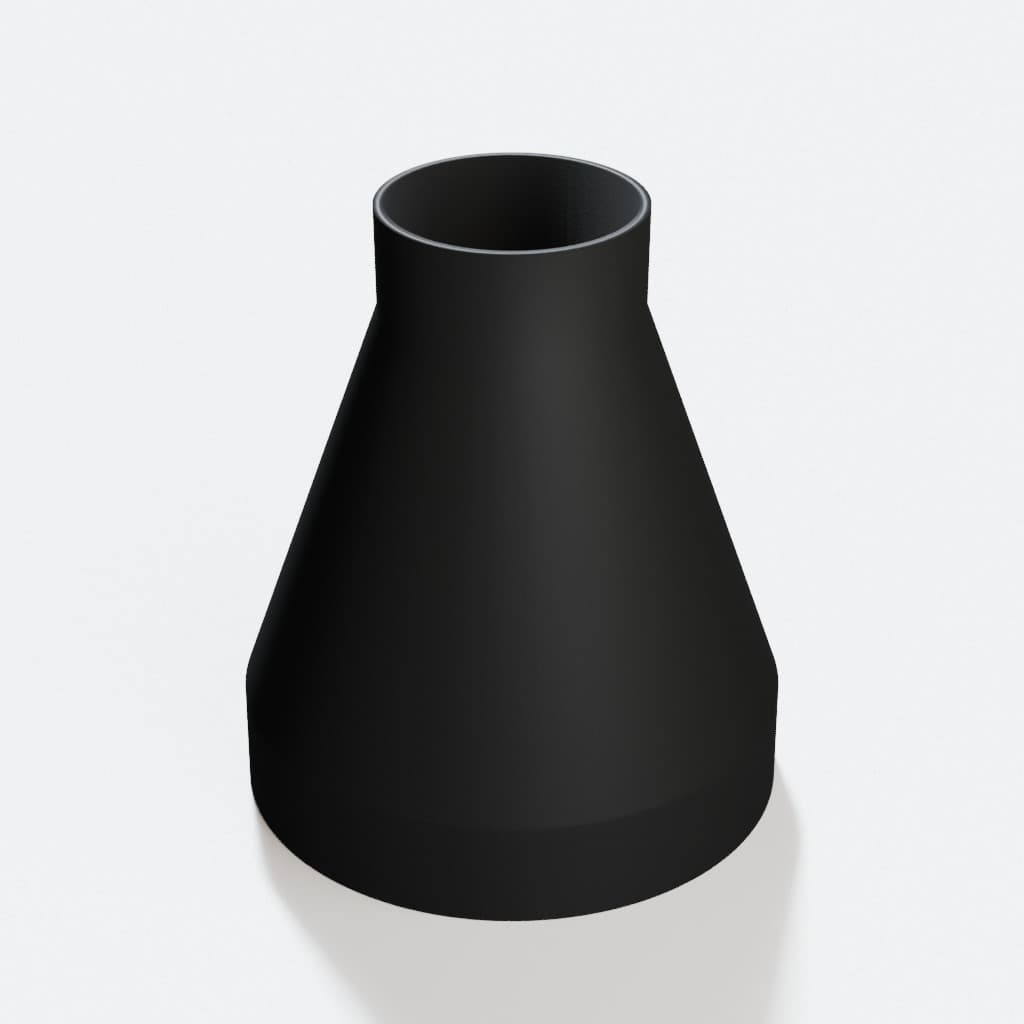 5 inch to 2-1/4 inch Dust Collection Reducer, product render in Black
