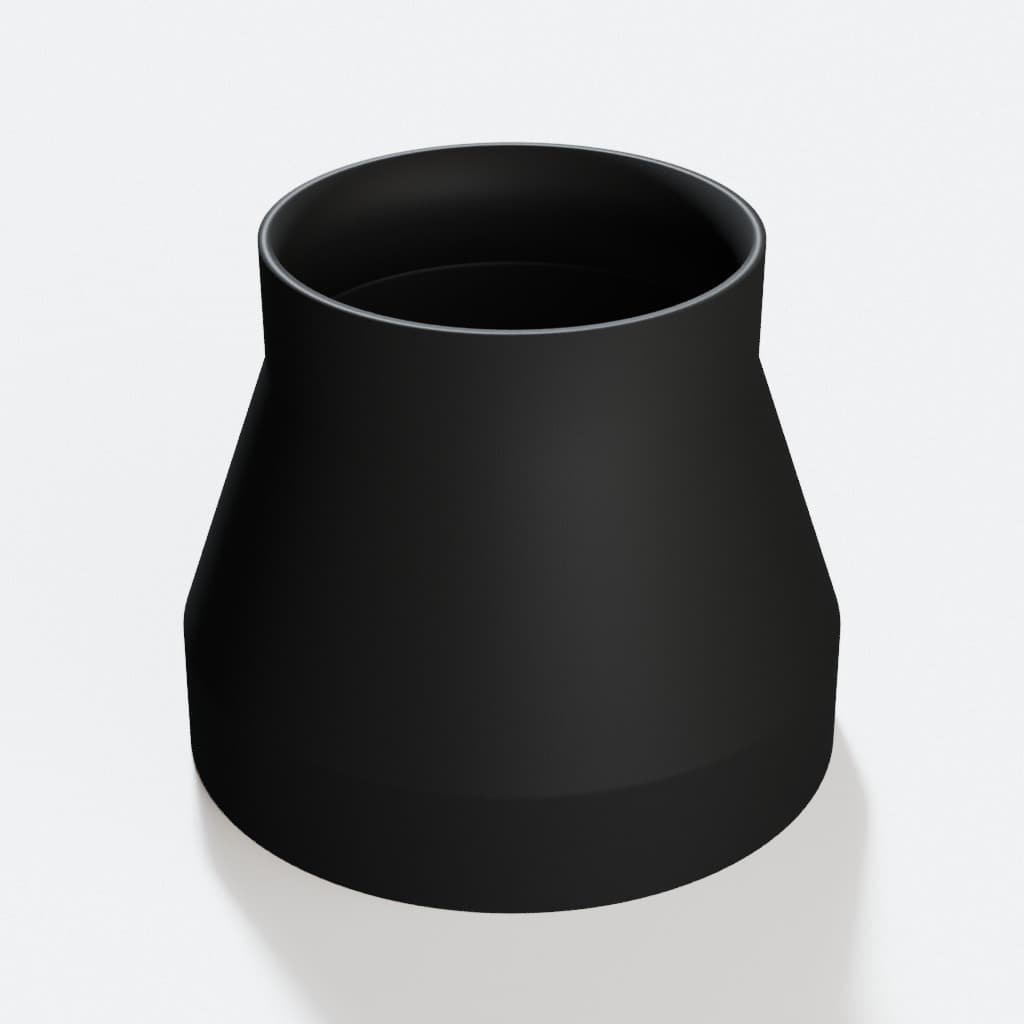 5 inch to 3-1/2 inch Dust Collection Reducer, product render in Black