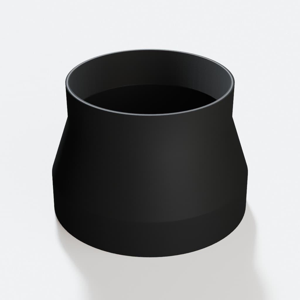 5 inch to 4 inch Dust Collection Reducer, product render in Black