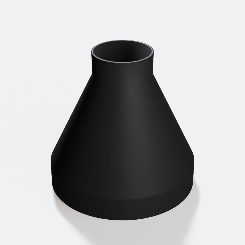 6 inch to 2-1/4 inch Dust Collection Reducer, product render in Black