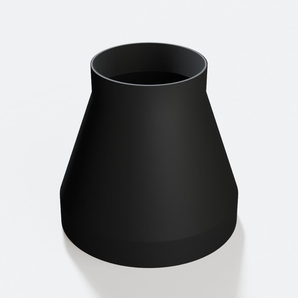 6 inch to 3-1/2 inch Dust Collection Reducer, product render in Black