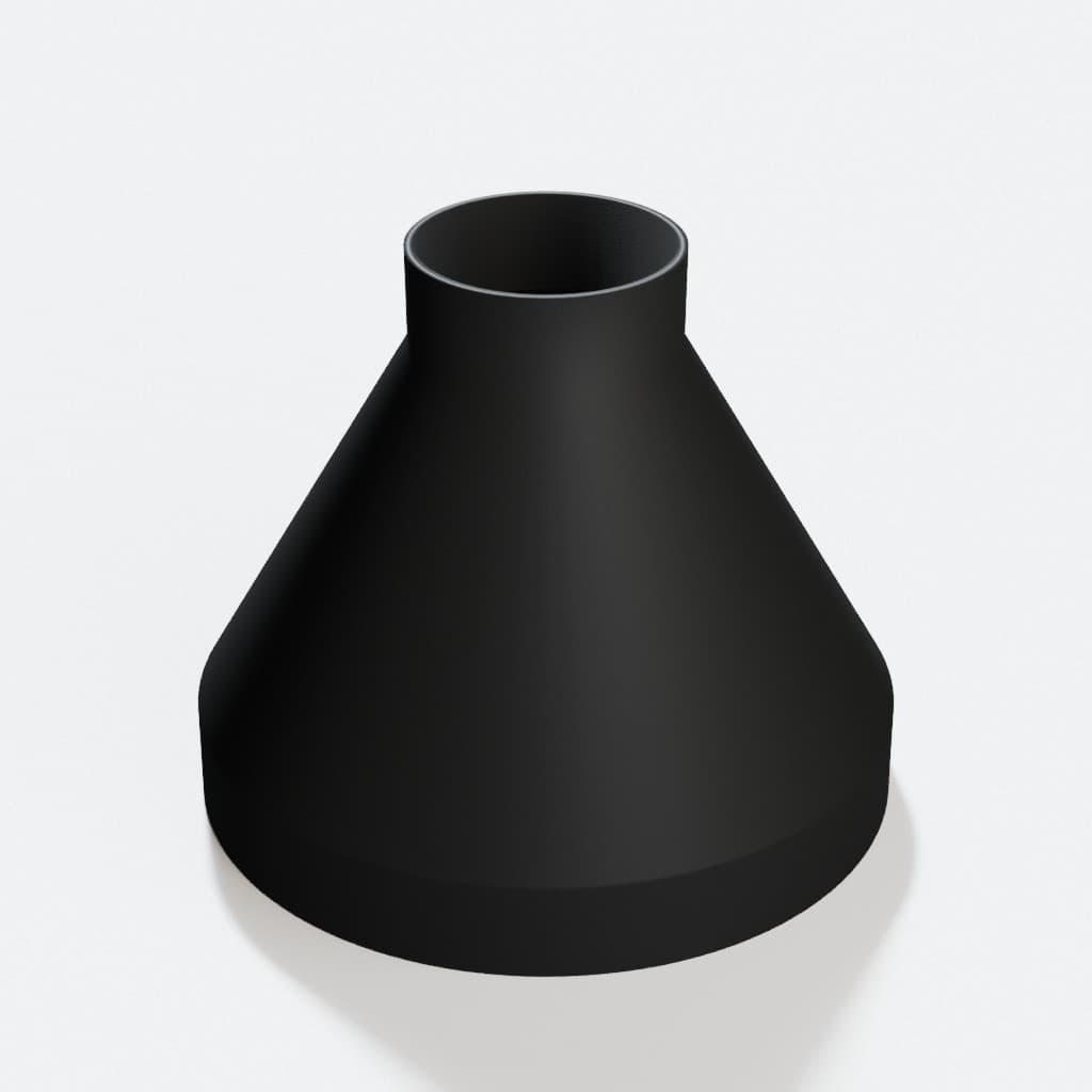 7 inch to 2-1/2 inch Dust Collection Reducer, product render in Black