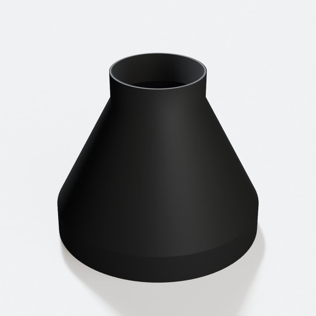 7 inch to 3 inch Dust Collection Reducer, product render in Black