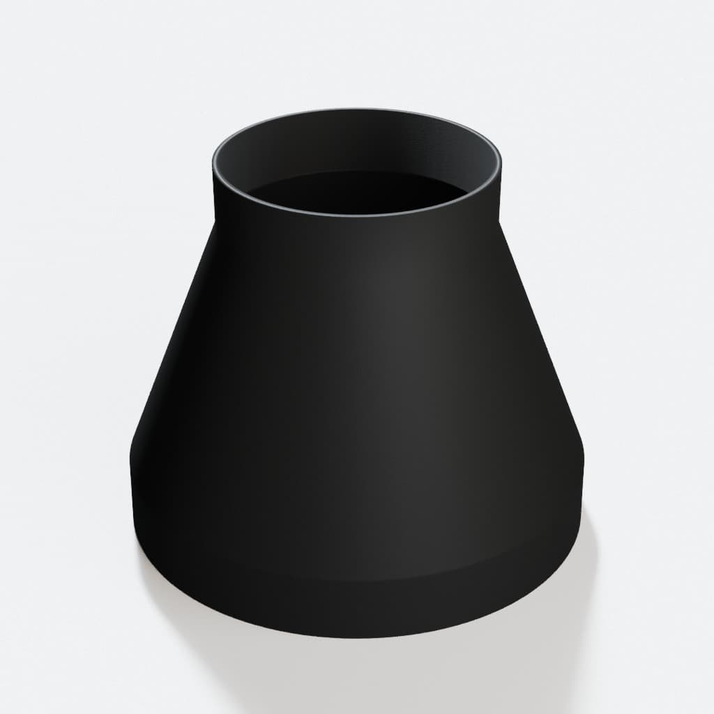 7 inch to 4 inch Dust Collection Reducer, product render in Black