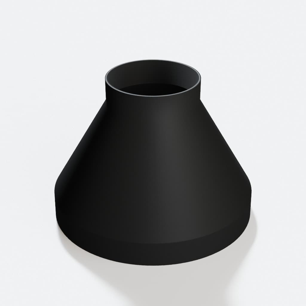 8 inch to 3-1/2 inch Dust Collection Reducer, product render in Black